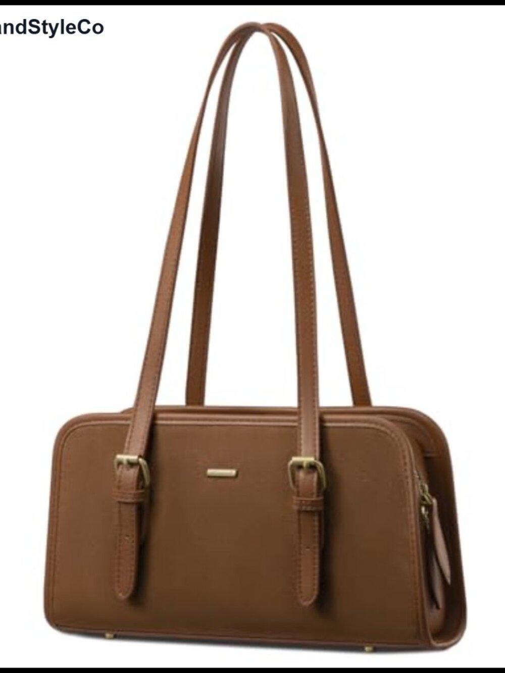 Vegan Leather Swing Zip Shoulder Bag with Cherry Pendant Handbag